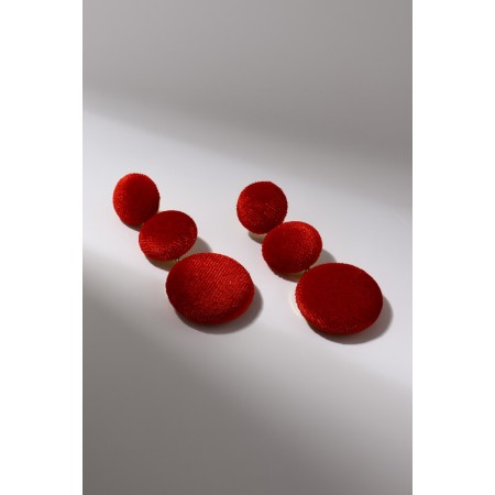 Earrings Assorted "Libero" three discs, red color in gold-6