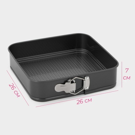 The form for baking the share "Elin. Square ", 26 × 26 cm, removable bottom, anti -stick coating, black color-1
