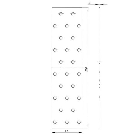 The plate is mounted, galvanized, 50 x 200 x 2 mm-1