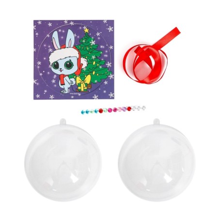 New Year's set for creativity. Fir -tree ball with the coloring “New Year! Gift Bunny ", D = 10 cm-3