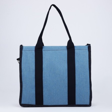 Bag Women's Shoper without fastening, lining, long belt, blue color-4