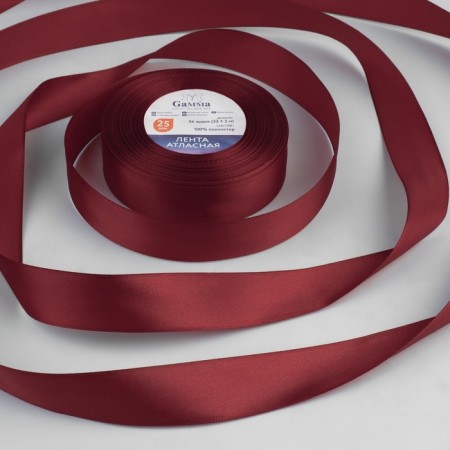 Satin tape, 25 mm × 33 ± 2 m, color red No. 065