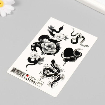 Tattoo on the body "h/b snakes and flowers" 10x15 cm-1