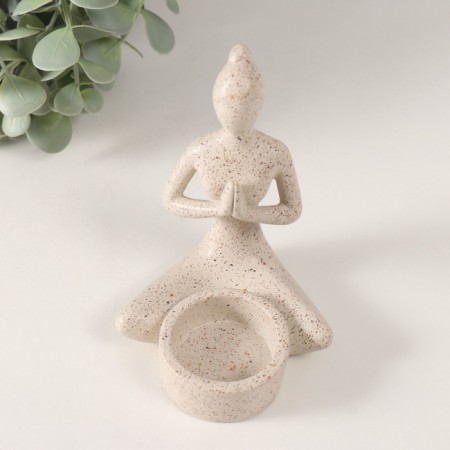 Polystone candlestick for 1 candle "Girl. Greeting" White in nettles 8.5x8.8x11.7 cm-4