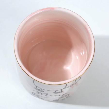 Ceramic MEOW glass, pink, 8 x 9.5 cm, pink color-3
