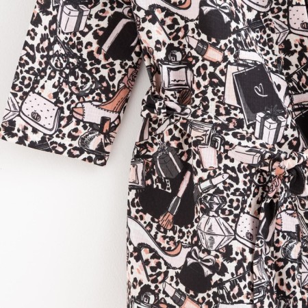 Women's bathrobe Ethel "Leopard" sleeve 3/4, size 50-52, waffle 200g/m2, 100% cotton-5