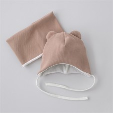 Kinderlitto Orsetto Kinderlitto kit, 2 items: hat, snood, age 0-3 months, beige color