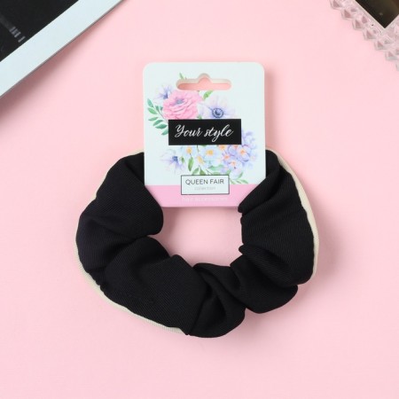 Hair elastic band "Orbit" classic edge, 10 cm, black and white-1