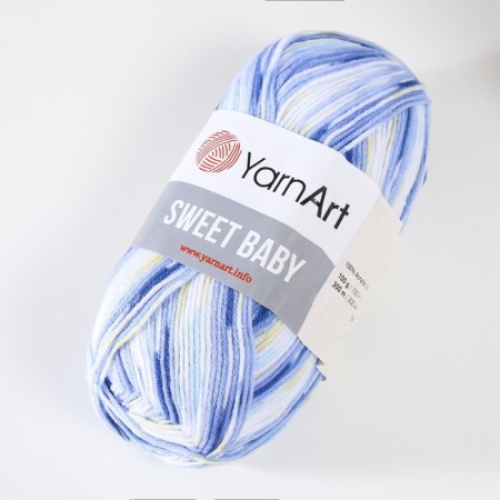 Yarn "Sweet Baby" 100% acrylic 300m/100g (900 white-blue)-1