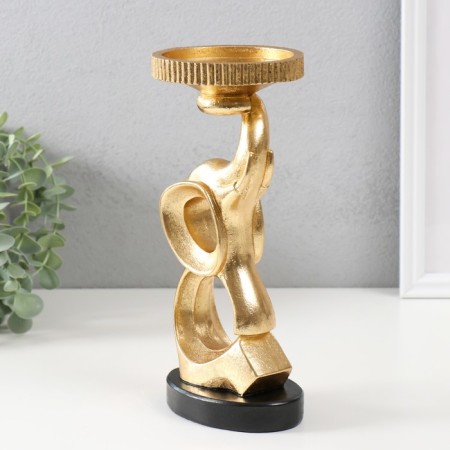 Polystone candlestick for 1 candle "Abstraction. Elephant" Gold 10.9x9.5x23.8 cm-2