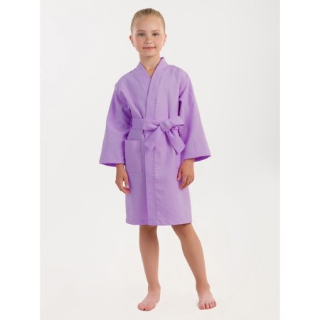 Waffle children's robe "kimono", size 36, lilac color