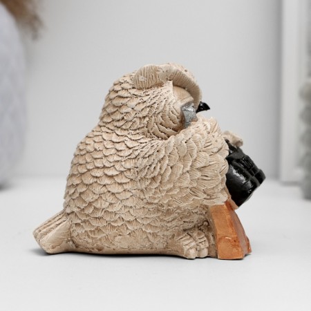 Figure "Owl with binoculars" beige, 8x10x6cm-3