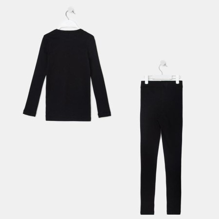 Children's thermal underwear (longshit, leggings) Black color, height 128 cm-11