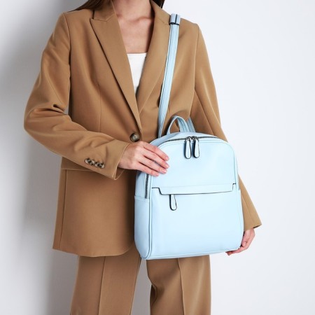 Women's backpack made of artificial leather with lightning, 2 pockets, blue color-8