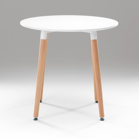 Table on wooden legs Hy-T06, white, size 80x74 cm-1