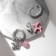 Earrings with the removable element "Transformer" Bear, pink color in silver