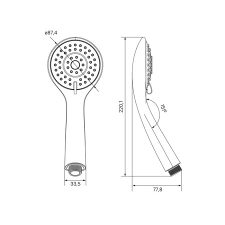Shower watering can Milardo 3803F87M18, 3 modes, chrome-5