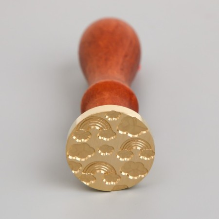Printing for wax with a wooden handle "Rainbow in the clouds" 9x2.5x2.5 cm-1