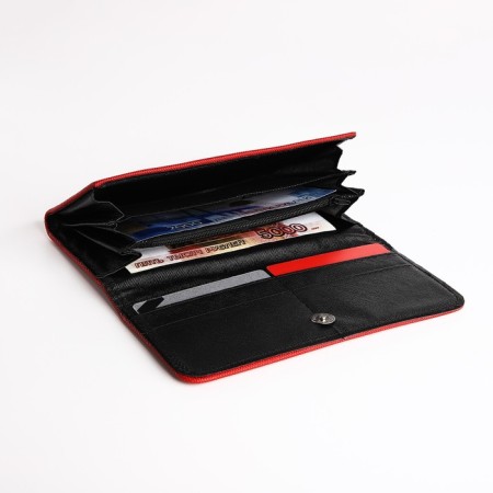 Women's wallet on the button, red color-3