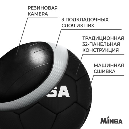 Ball football minsa, PVC, machine stitching, 32 panels, p. 2-2