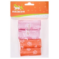 Packages for cleaning for dogs with a pattern (4 rolls of 15 packages 29x21 cm), mix of flowers
