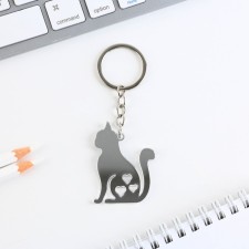 Брелок для ключей акриловый зеркальный "Кошка", 3.7 х 5 см