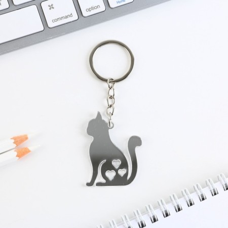 Key keychain Acrylic mirror "cat", 3.7 x 5 cm