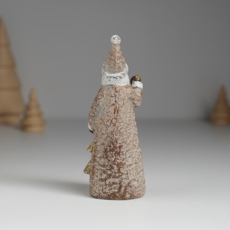 Polystone souvenir "Santa Claus with a golden Christmas tree, with a bell" 4x4.5x10.8 cm-3