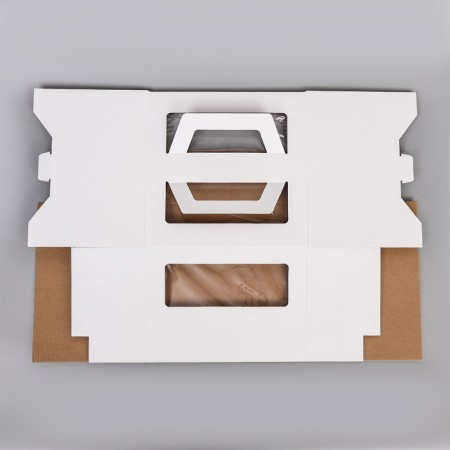 Box for cake 2 windows, with handles, white, 28 x 28 x 20 cm-4