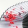 Fan bamboo, textiles h = 21 cm "red sakura with birds" white, with a brush