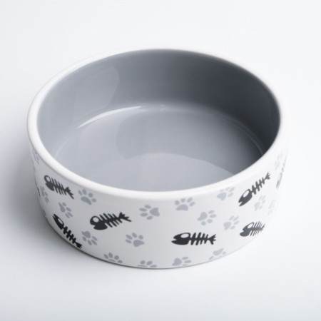 Ceramic "Fish bones and paws" 300 ml 12.5 x 4.5 cm, gray.-2
