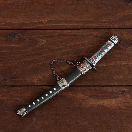 Souvenir weapon "Katana on the stand", black scabbard with red rhombuses, 20cm-7