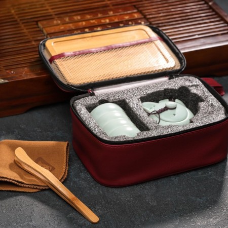 A set for the tea ceremony Ceramic “Tyasitsa”, 8 objects: 4 pels 50 ml, kettle 120 ml, napkin, forceps, stand, beige color-13