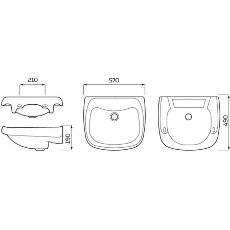 Washbuilder of the LZSF "Aquarius", a width of 570 mm, without a hole for the mixer-5