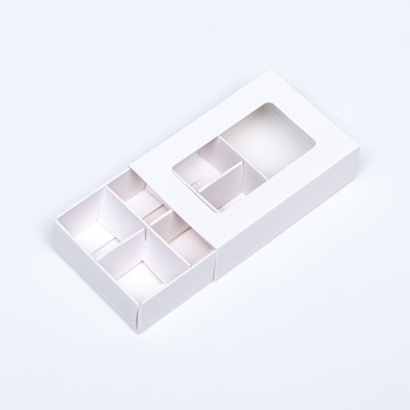 Box for sweets 6 pieces, 8.7 x 5.8 x 2.5 thin separators, white-2