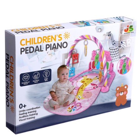 Musical developing rug "Funny animals", pink color-8