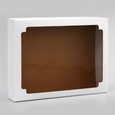 Box of a team without printing a lid is a white one with a window 29 x 23.5 x 6 cm