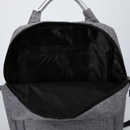 Youth backpack made of textiles, external pocket, gray color-4