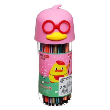 Fleeters of 36 colors "Duck with glasses", in a plastic pencil case, mix-1
