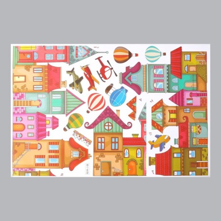 Sticker plastic interior color "colorful city" 60x90 cm-1