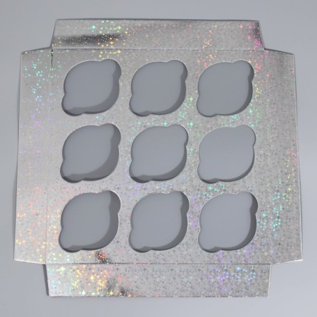 Capcake box, confectionery packaging with a window, 9 cells "Stars", 25 x 25 x 10 cm-4