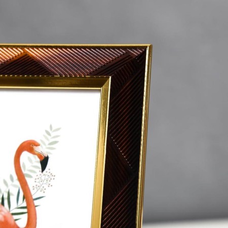 Photo frame plastic 15x20 cm "Line-diagonal on chocolate, double gold frame" 24.7x19.8 cm 53759-2