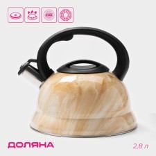 A kettle with a stainless steel whistle 