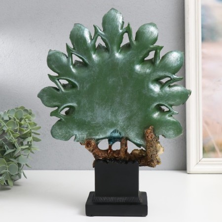 Polystone souvenir "Peacock with a green tail with heart feathers, sapphire" 25.5x9x33 cm-2