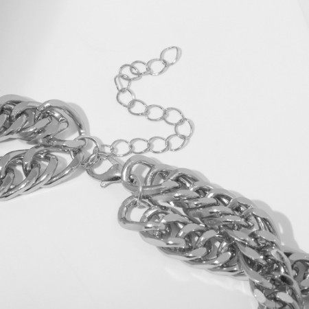 The necklace "chain" is double, tourniquet, silver color, 40 cm-1