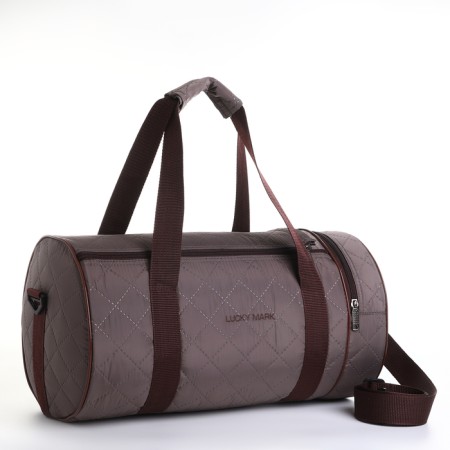Sports bag with lightning, 2 outer pockets, long belt, brown color