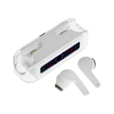 Wireless headphones KM12, TWS, inserts, BT 5.0, 30/200 mAh, transparent, white