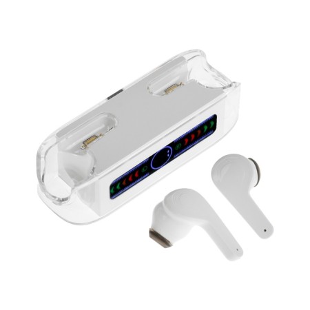 Wireless headphones KM12, TWS, inserts, BT 5.0, 30/200 mAh, transparent, white