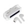 Wireless headphones KM12, TWS, inserts, BT 5.0, 30/200 mAh, transparent, white