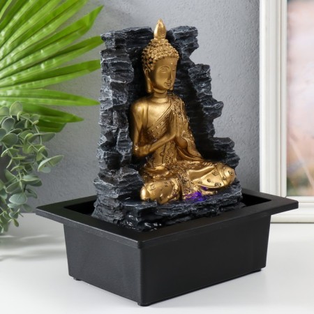 The desktop fountain from the network, backlight "Buddha at the Stone Wall" 28x17.5x23 cm-1